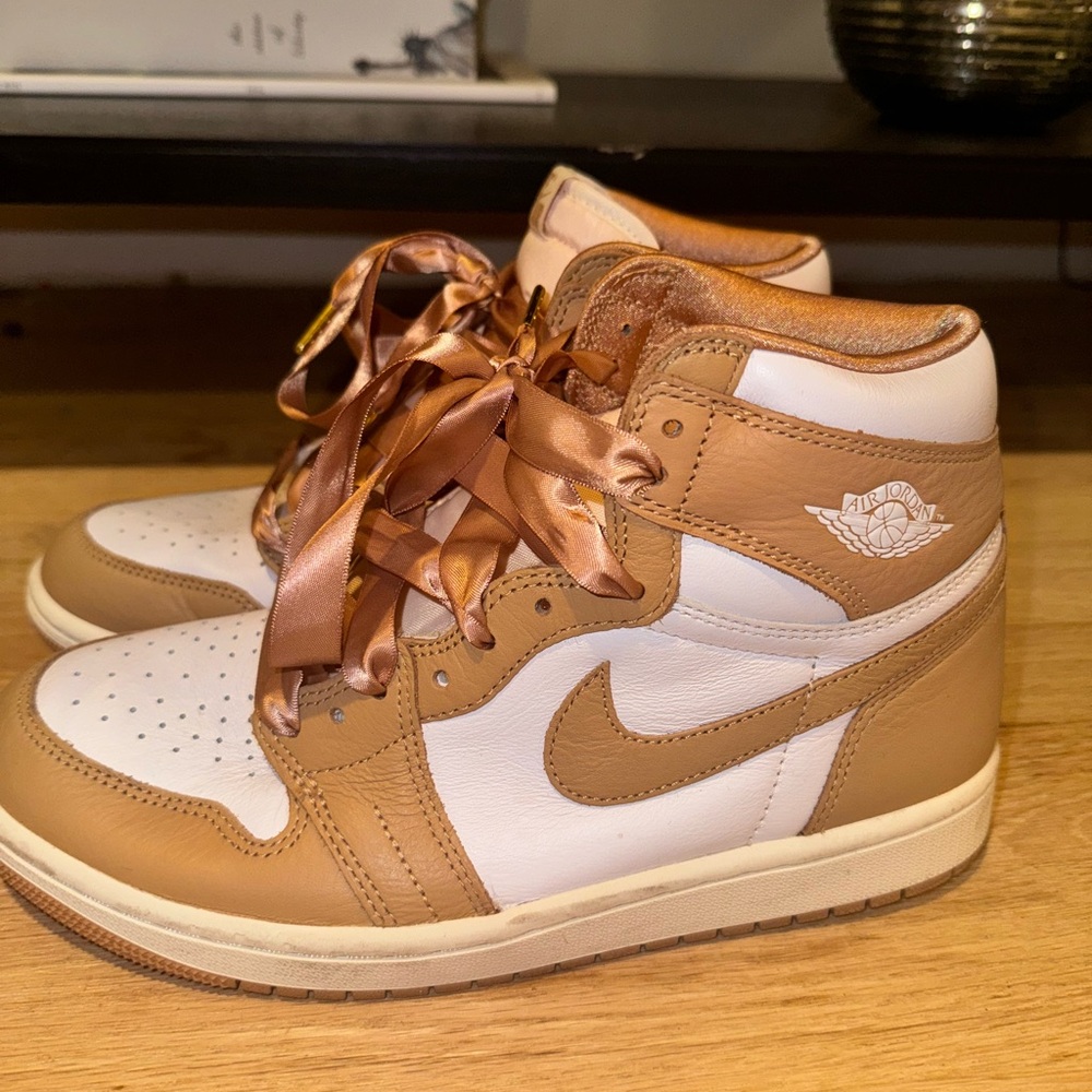 Tan and white womens nike trainers